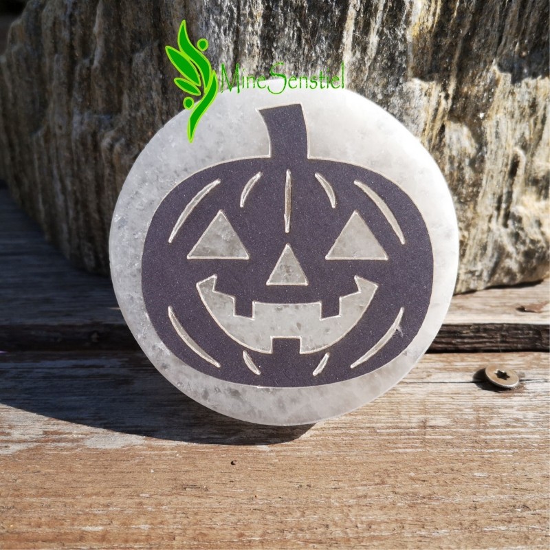 Plaque sélénite citrouille Halloween