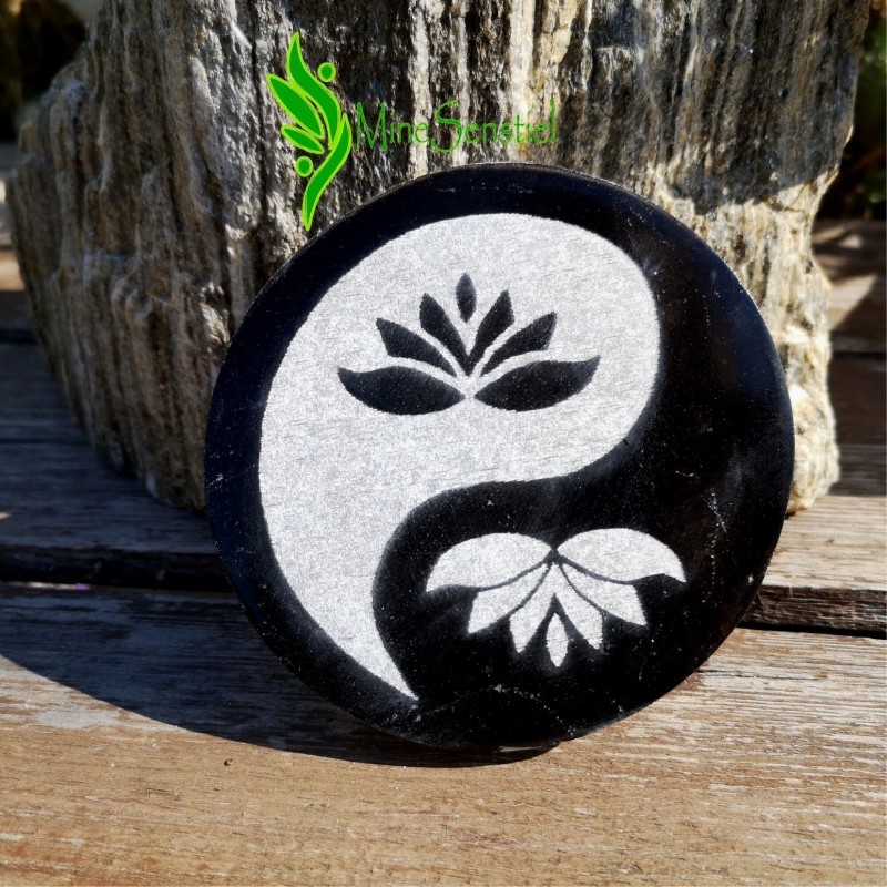 Plaque sélénite lotus yin yang