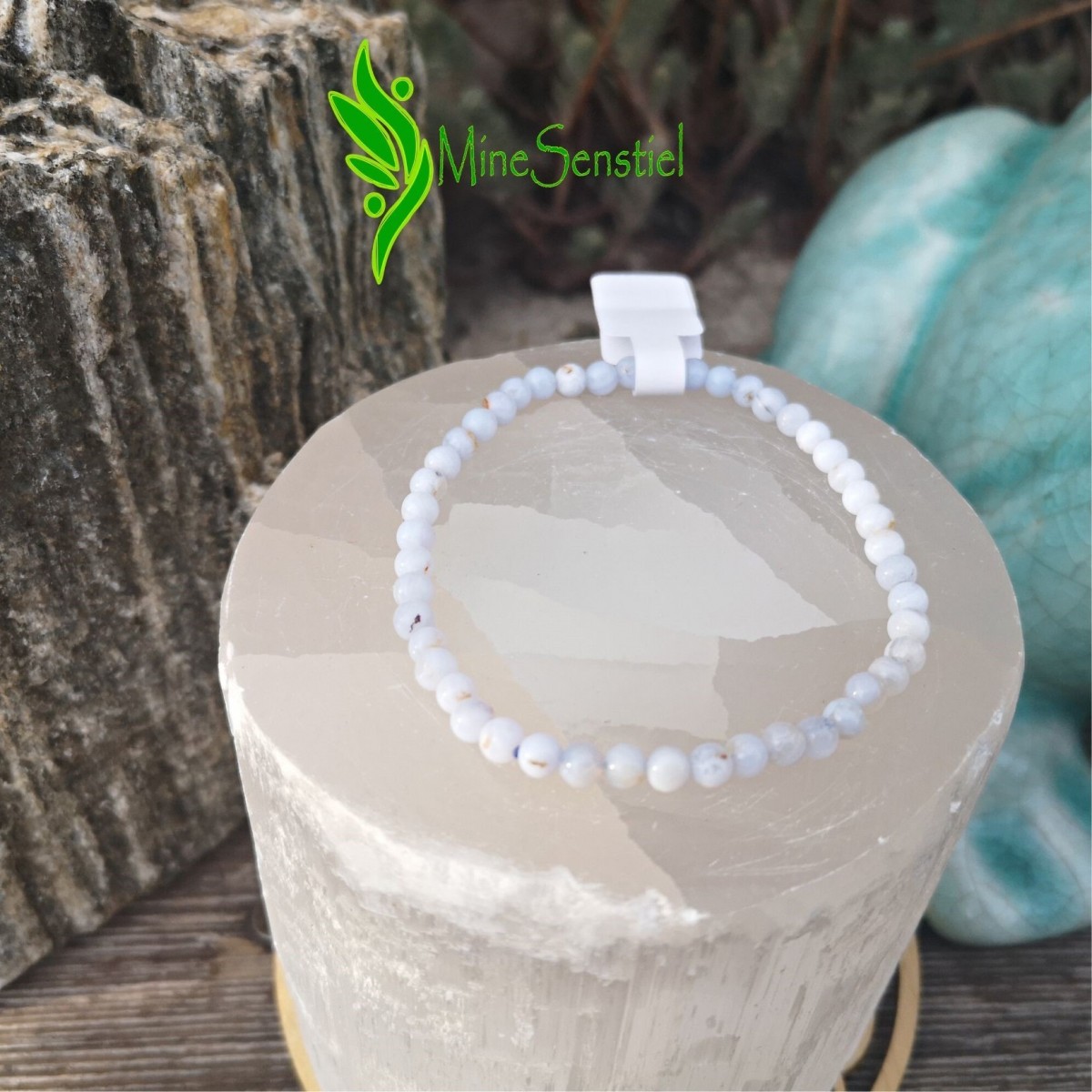 Bracelet pierre calcédoine bleue