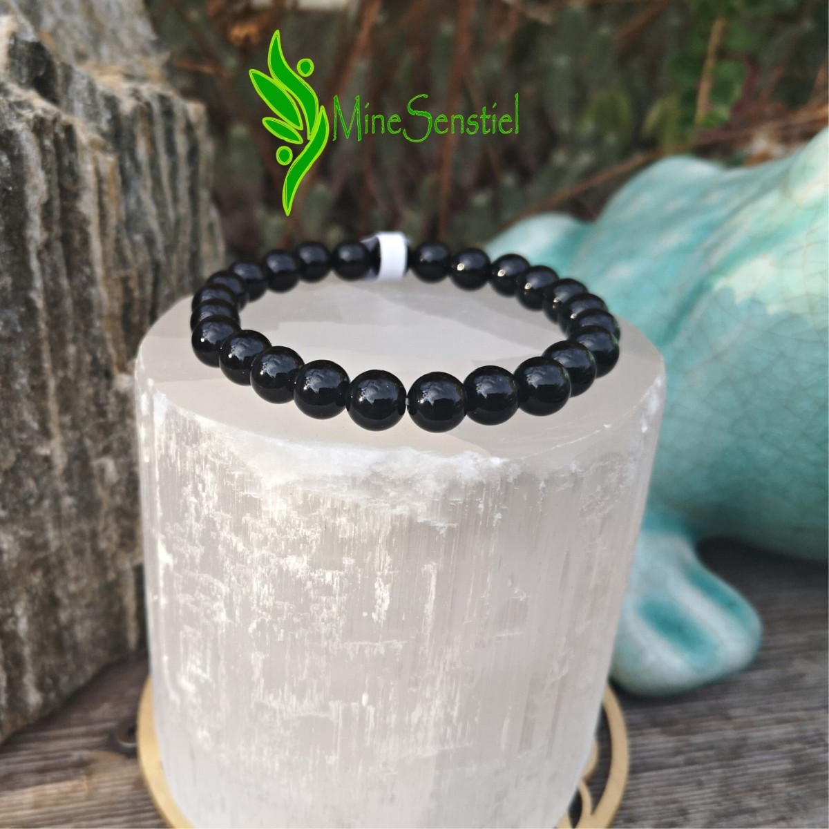 Bracelet pierre onyx noir 8mm
