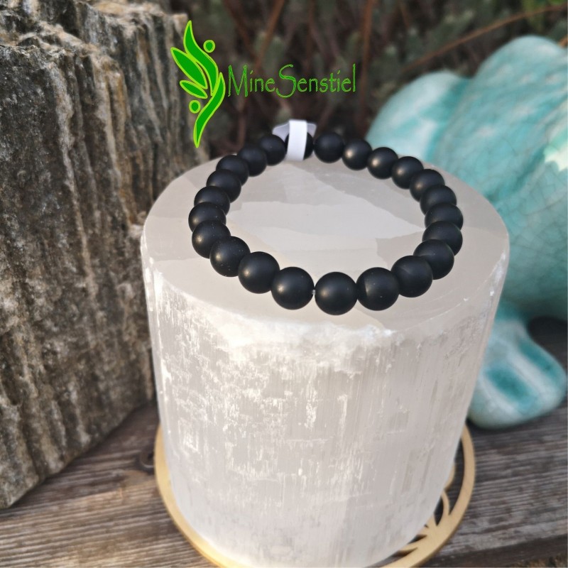 Bracelet pierre onyx noir 8mm mat