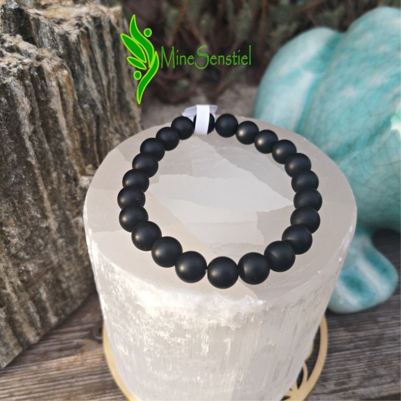 Bracelet pierre onyx noir 8mm mat