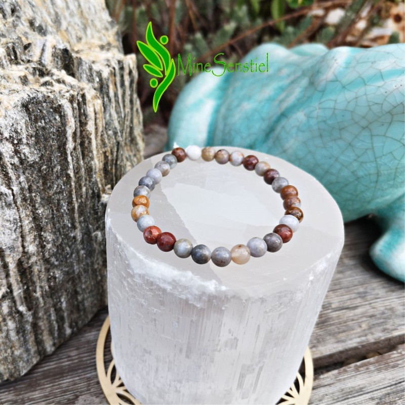 Bracelet agate plume 6mm
