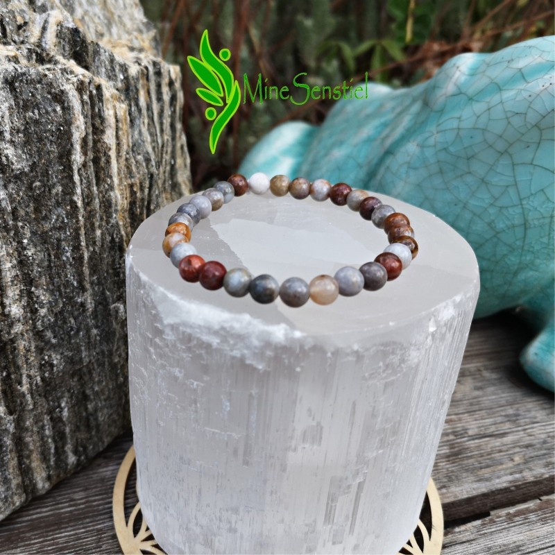 Bracelet agate plume 6mm