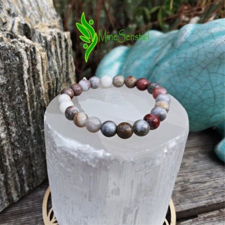 Bracelet agate plume 8mm