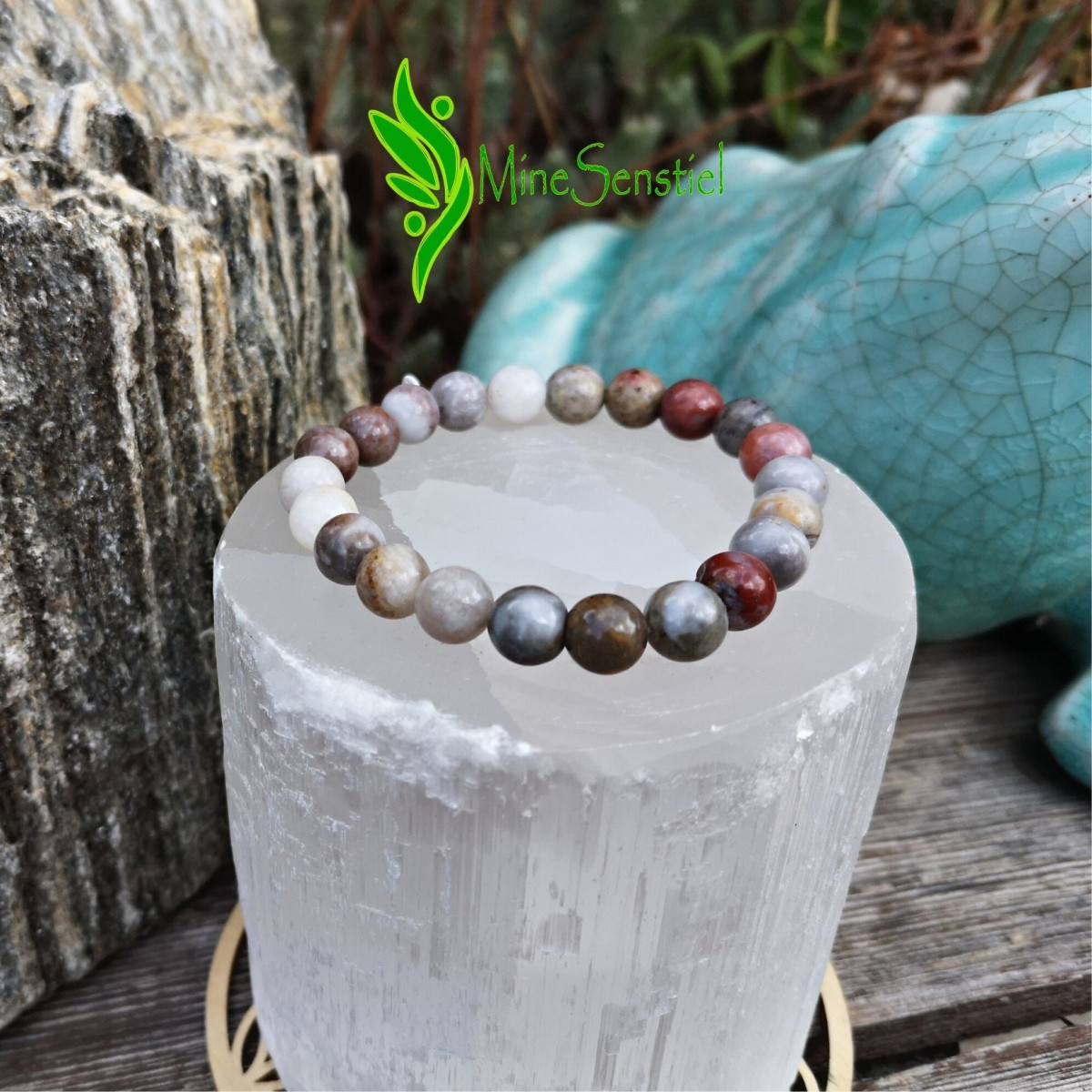 Bracelet agate plume 8mm
