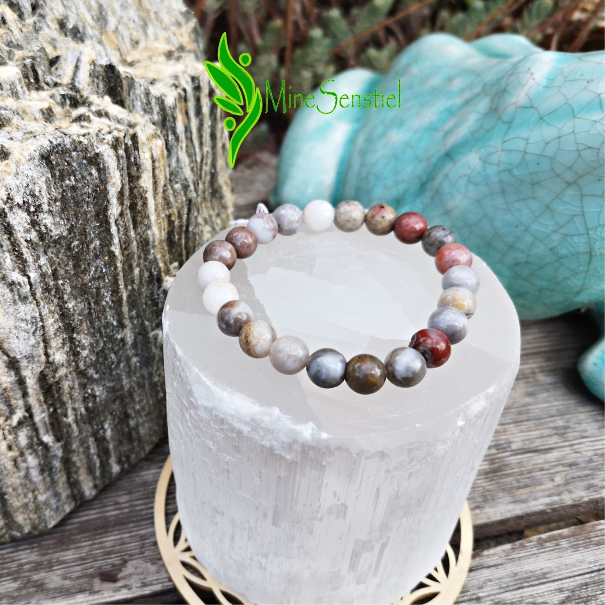 Bracelet agate plume 8mm