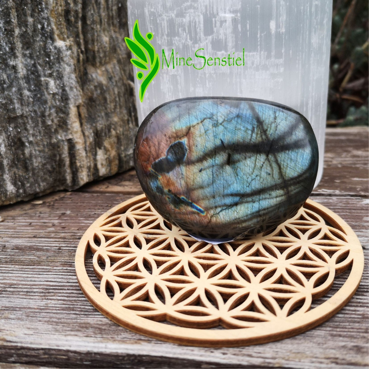 Galet labradorite multicolore