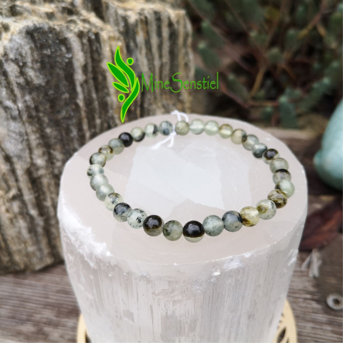 Bracelet préhnite avec épidote 6mm