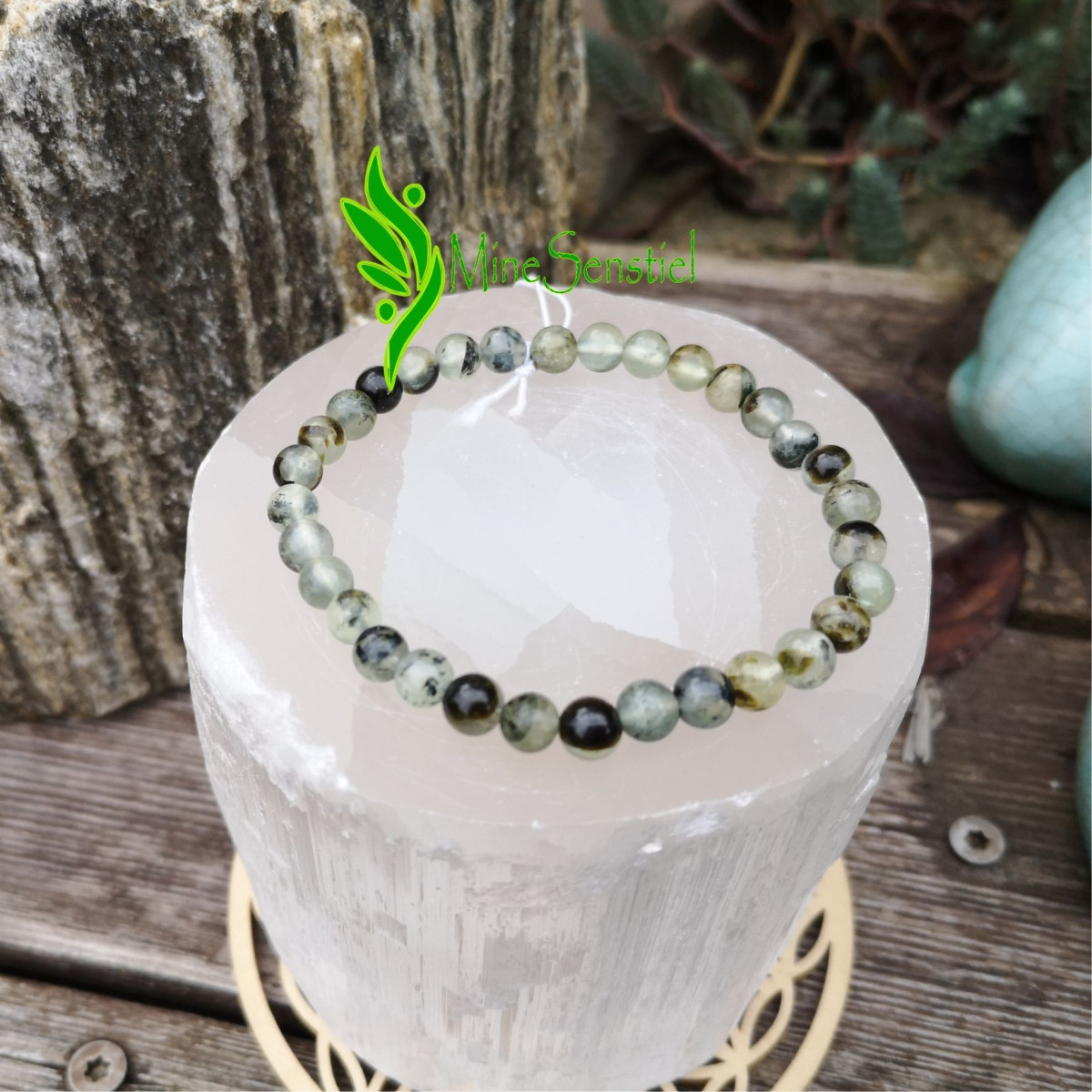 Bracelet préhnite avec épidote 6mm