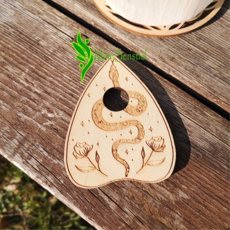 Support sphère ou oeuf en bois motif serpent