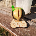 Support sphère ou oeuf en bois motif serpent