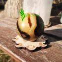 Support sphère ou oeuf en bois motif phases lunaires