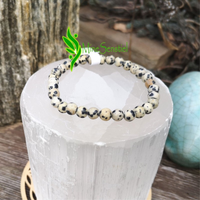 Bracelet jaspe dalmatien 6mm
