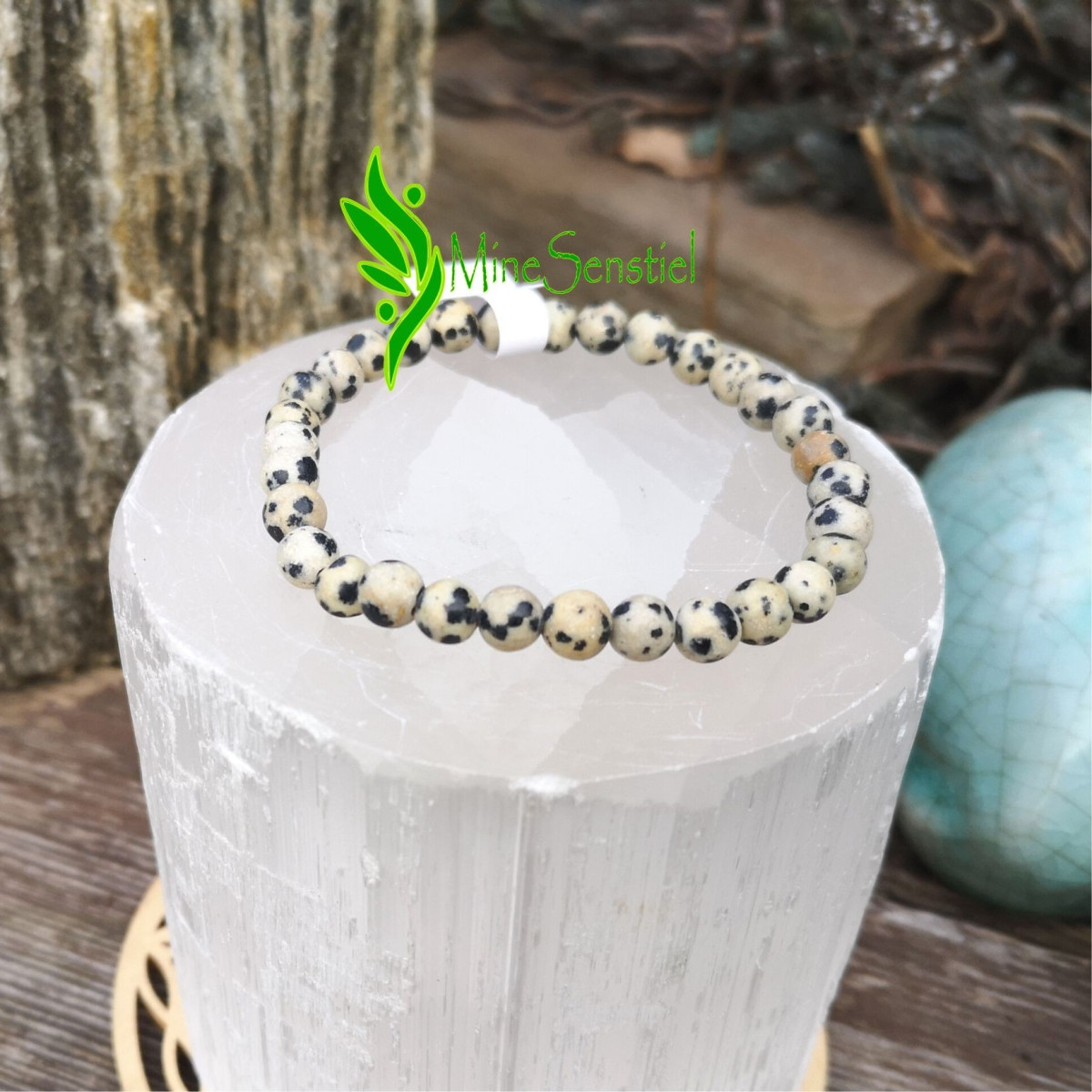 Bracelet jaspe dalmatien 6mm