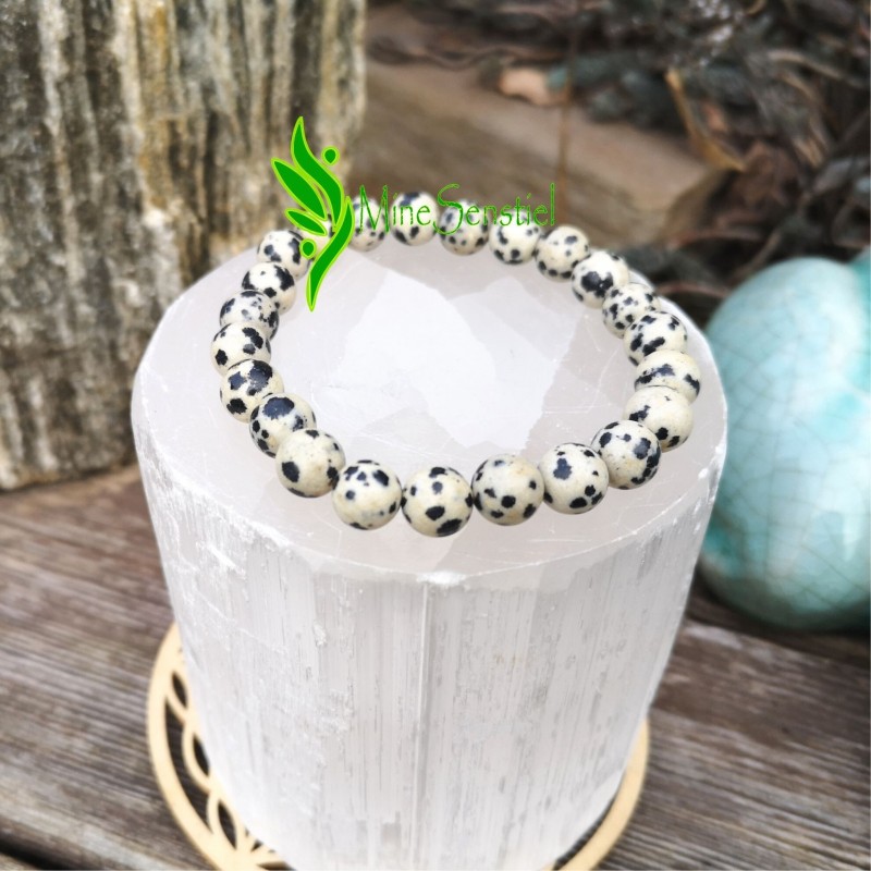 Bracelet jaspe dalmatien 8mm
