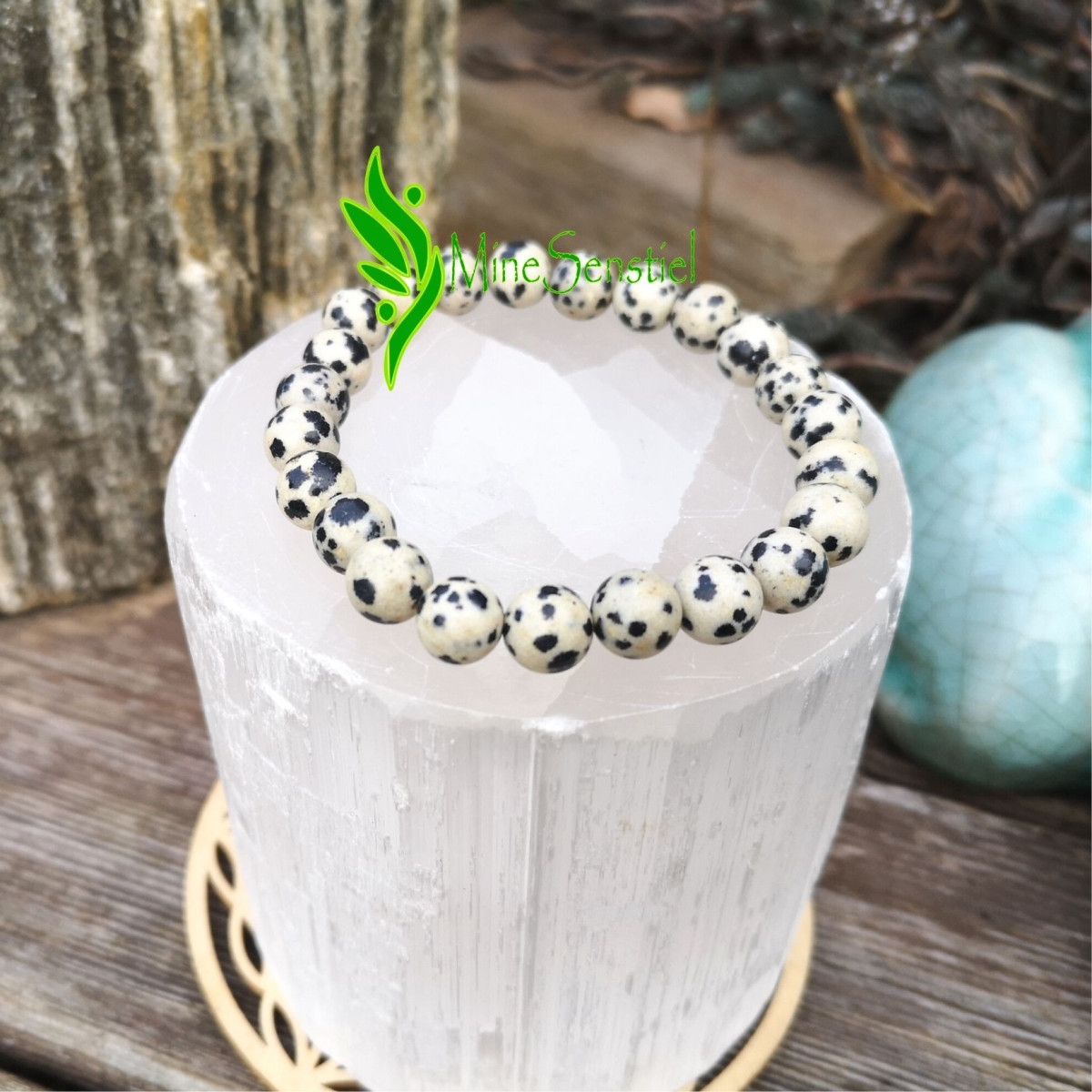 Bracelet jaspe dalmatien 8mm