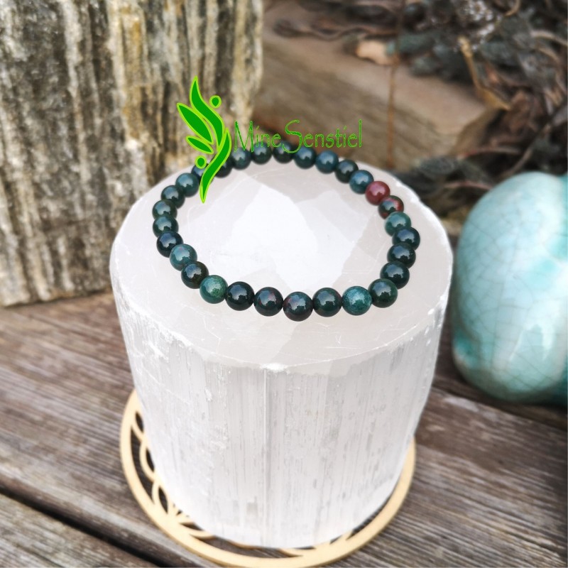Bracelet jaspe héliotrope 6mm