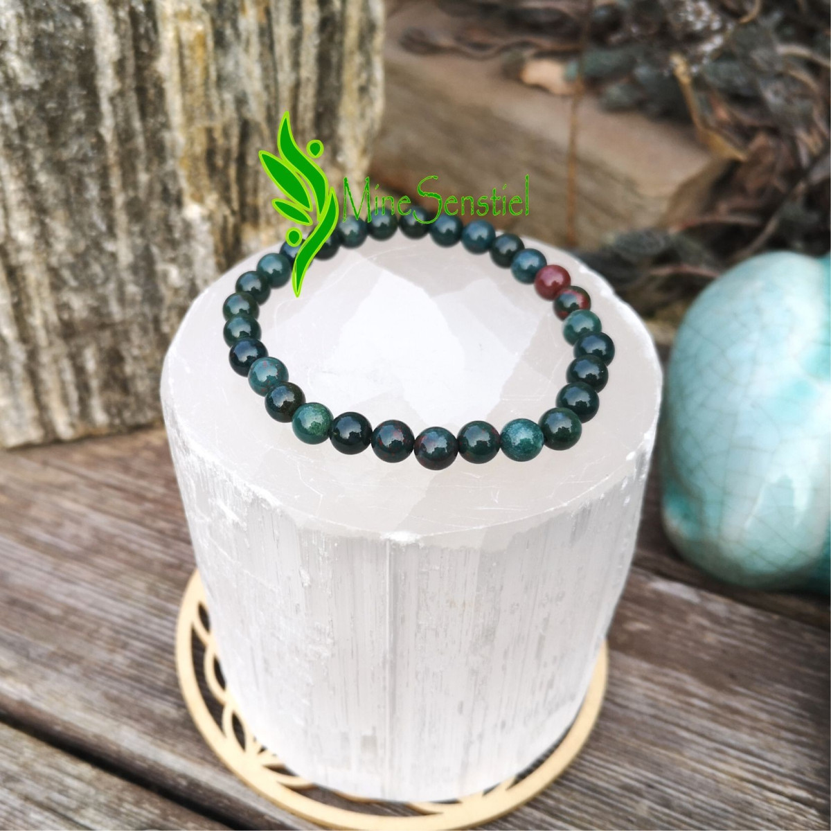 Bracelet jaspe héliotrope 6mm