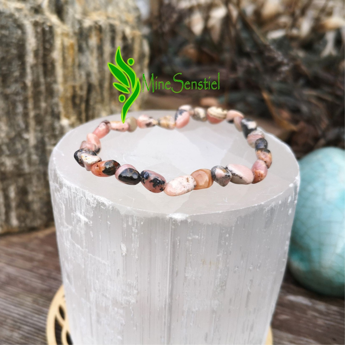 Bracelet rhodochrosite pierres roulées