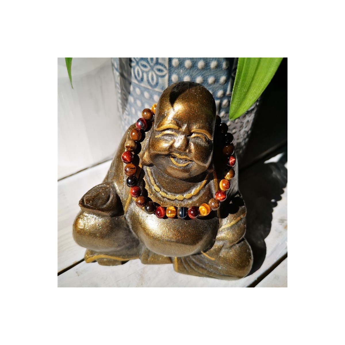 bracelet 3 yeux oeil de tigre, taureau et faucon 6mm bouddha