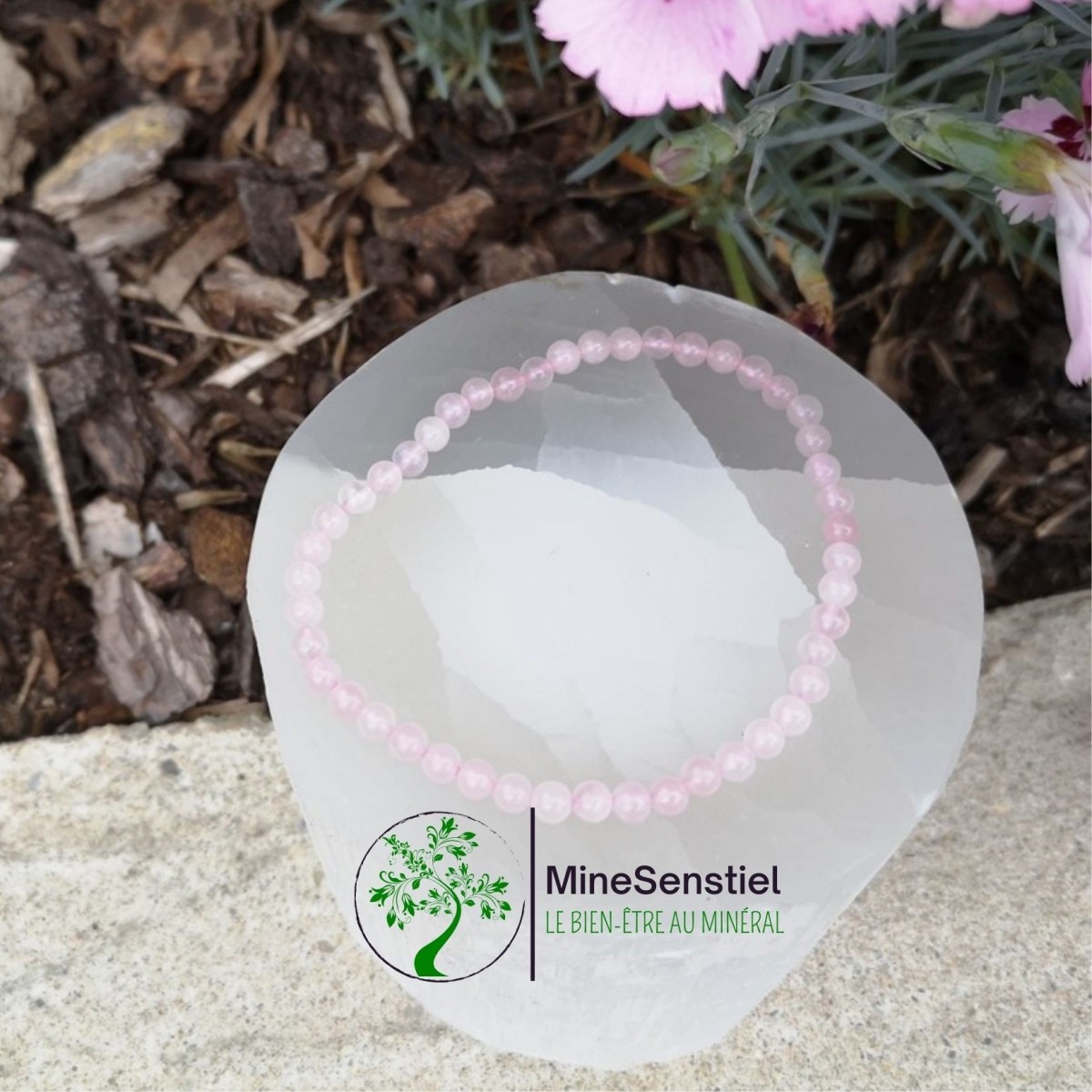 Bracelet quartz rose 4mm