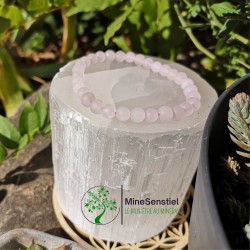 bracelet quartz rose perle mat 6mm