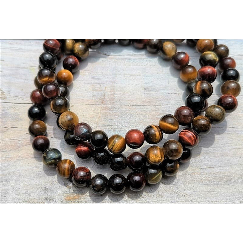 bracelet 3 yeux oeil de tigre, taureau et faucon 6mm