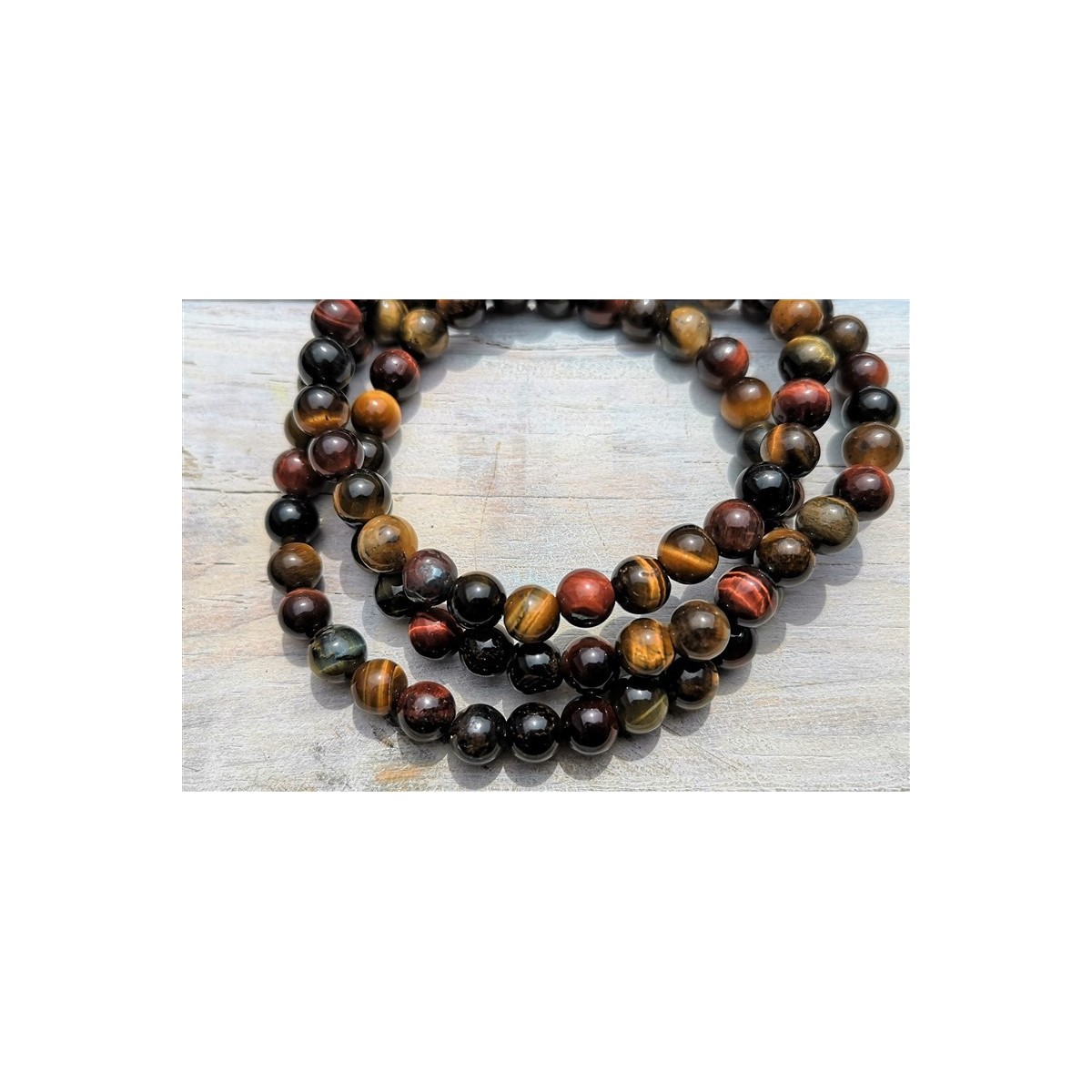 bracelet 3 yeux oeil de tigre, taureau et faucon 6mm