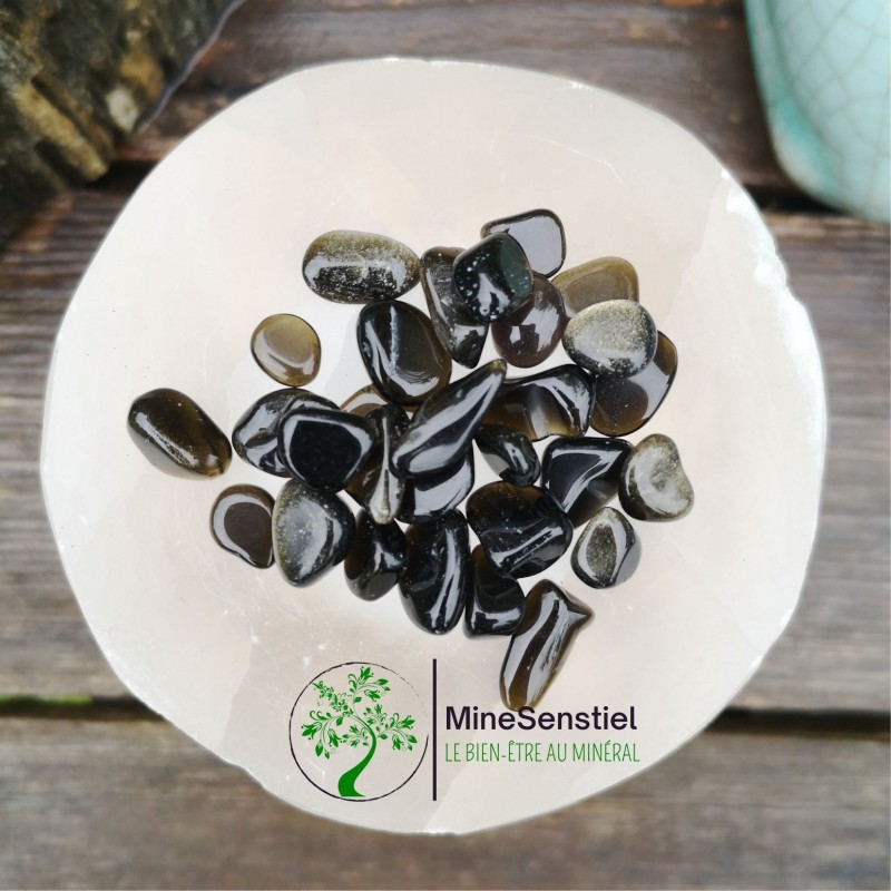 Mini pierre roulée obsidienne dorée