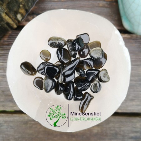 Mini pierre roulée obsidienne dorée