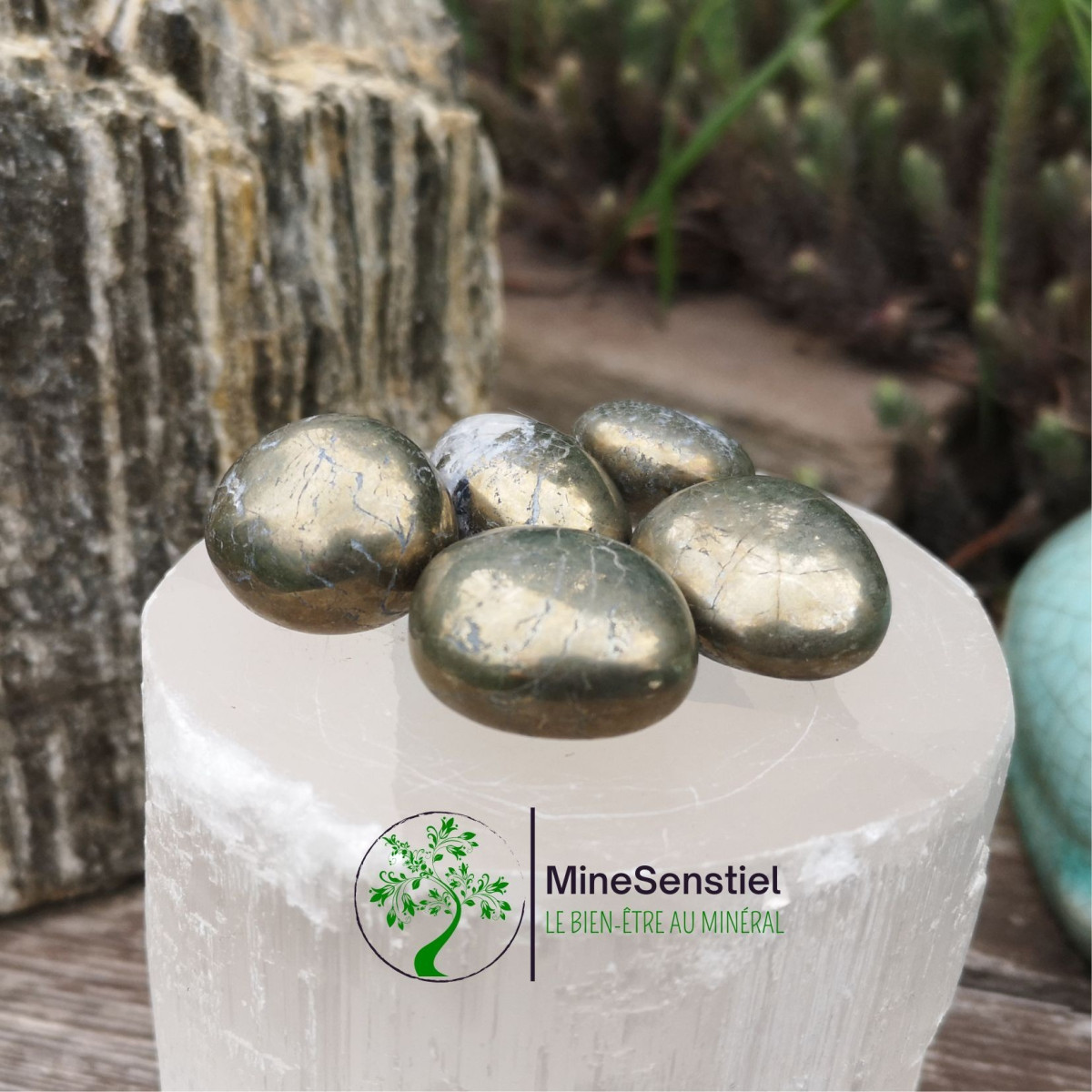 Pierre roulée pyrite