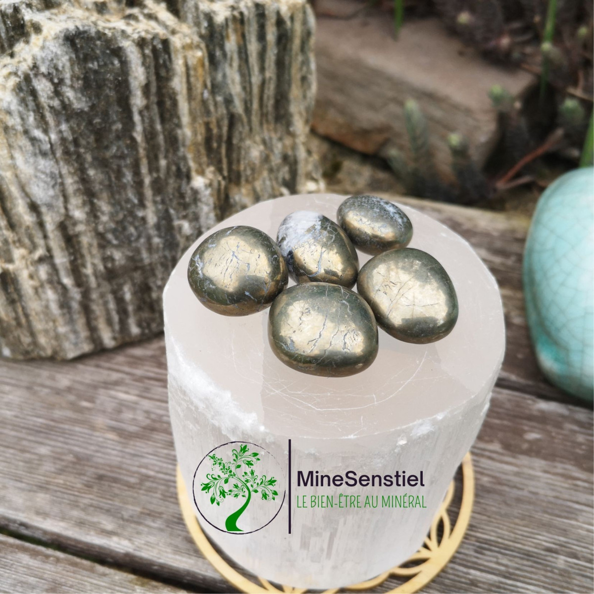 Pierre roulée pyrite