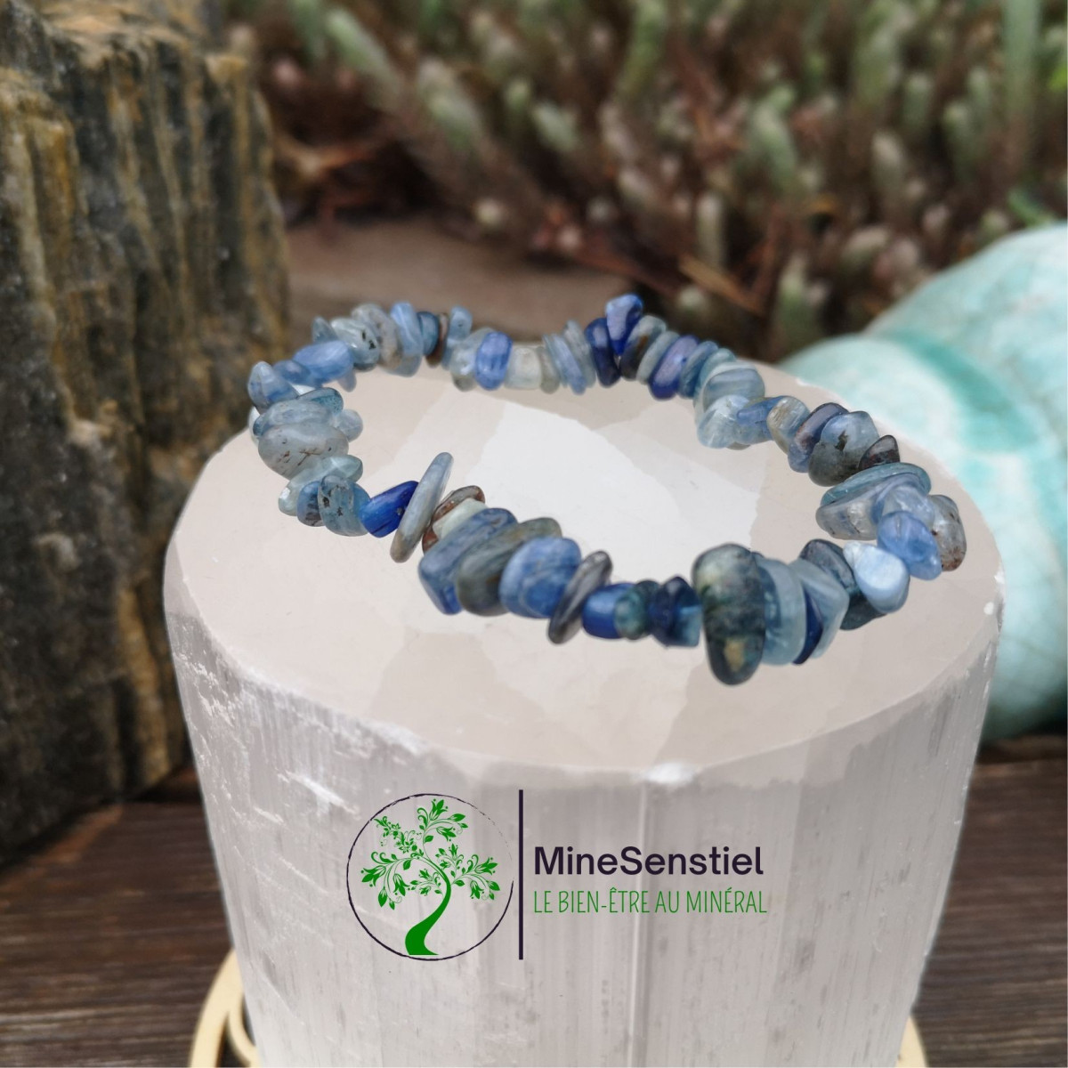 Bracelet pierre cyanite chips