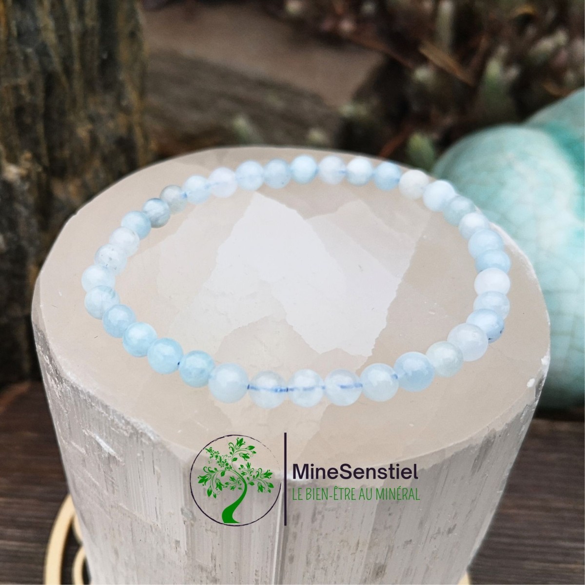 Bracelet aigue marine 6mm extra | Minesenstiel