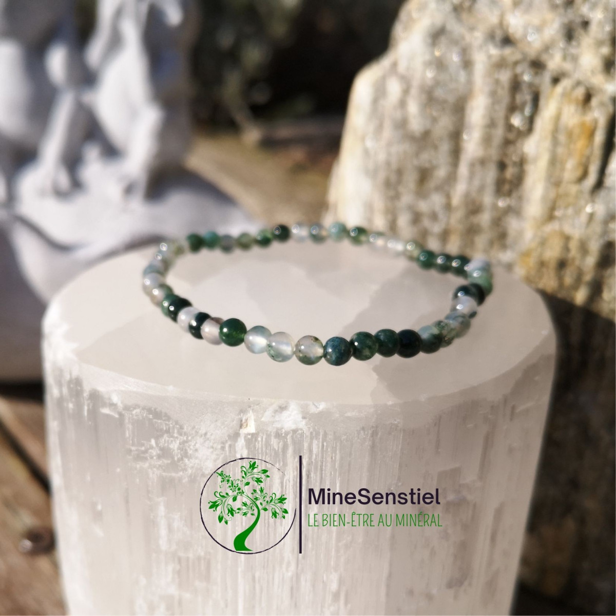 Bracelet agate mousse 4mm