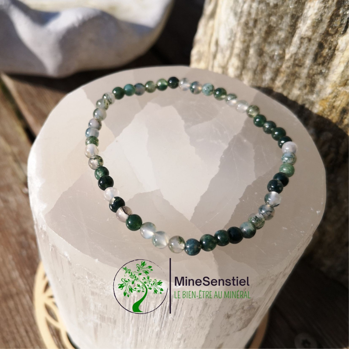 Bracelet pierre agate mousse