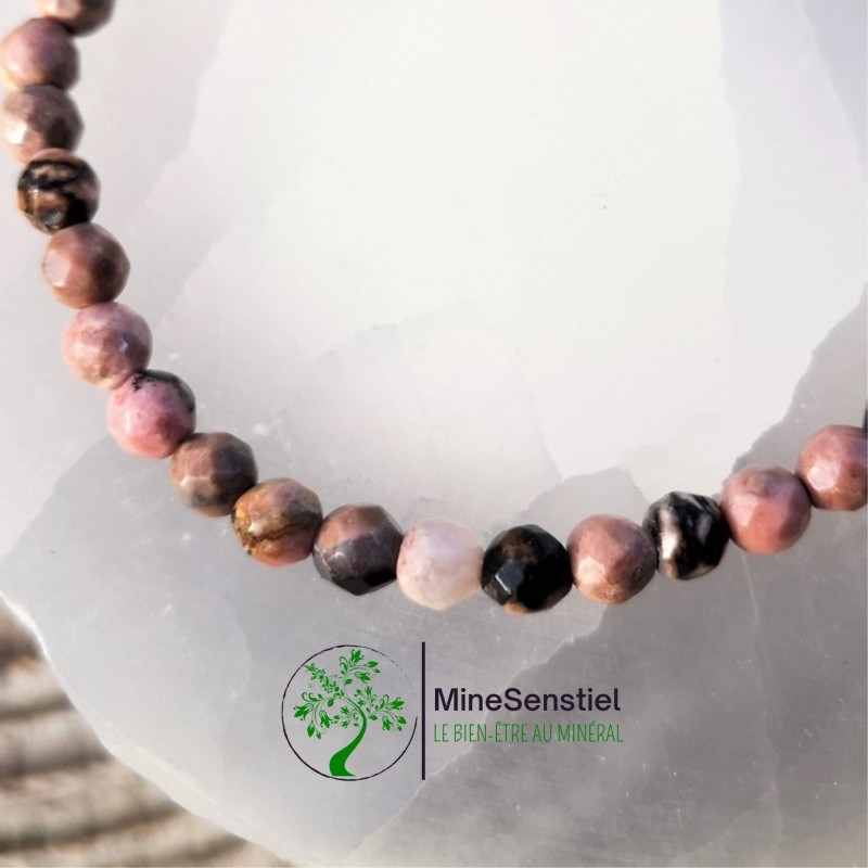 Bracelet rhodonite 4mm facetté