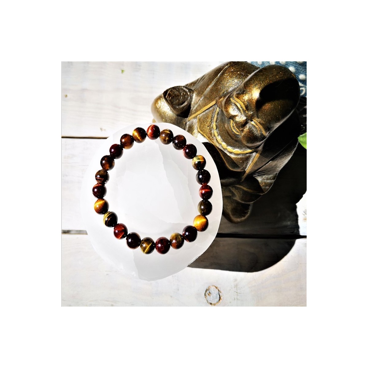 bracelet 3 yeux 8mm sélénite