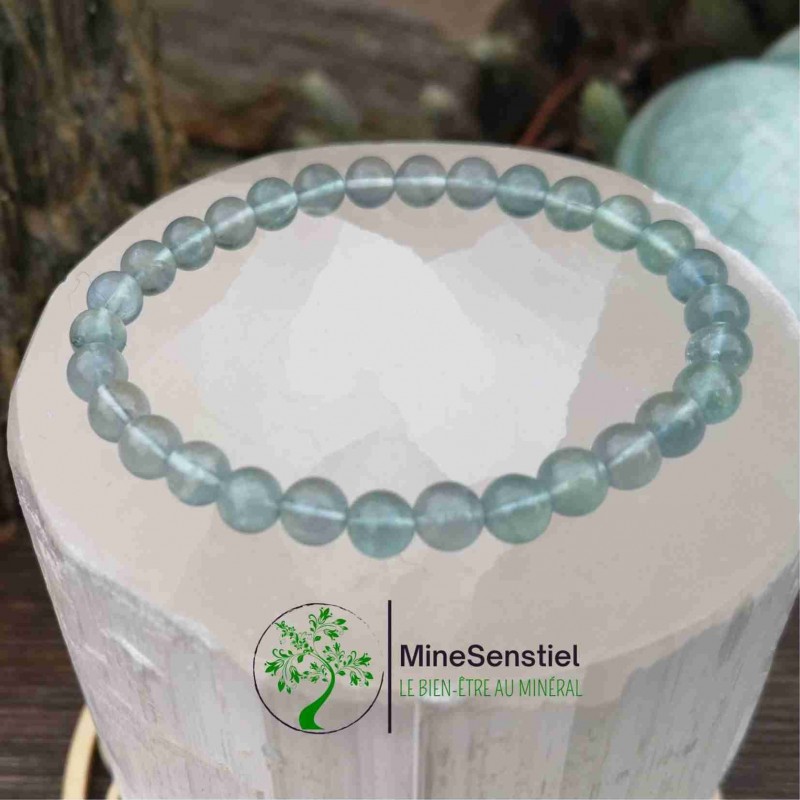 Bracelet pierre fluorite bleue