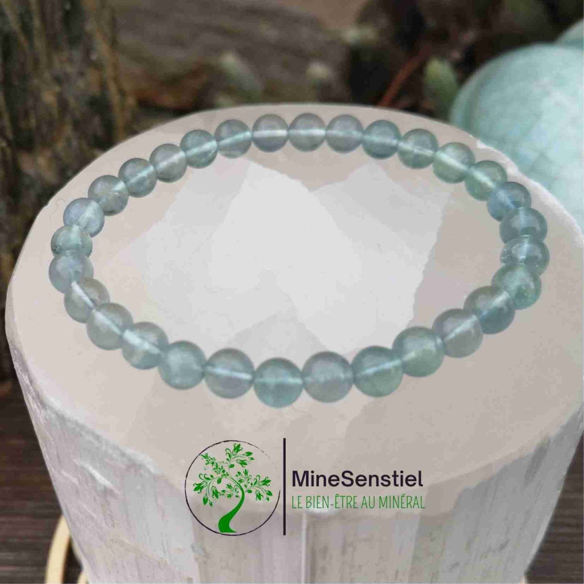 Bracelet pierre fluorite bleue