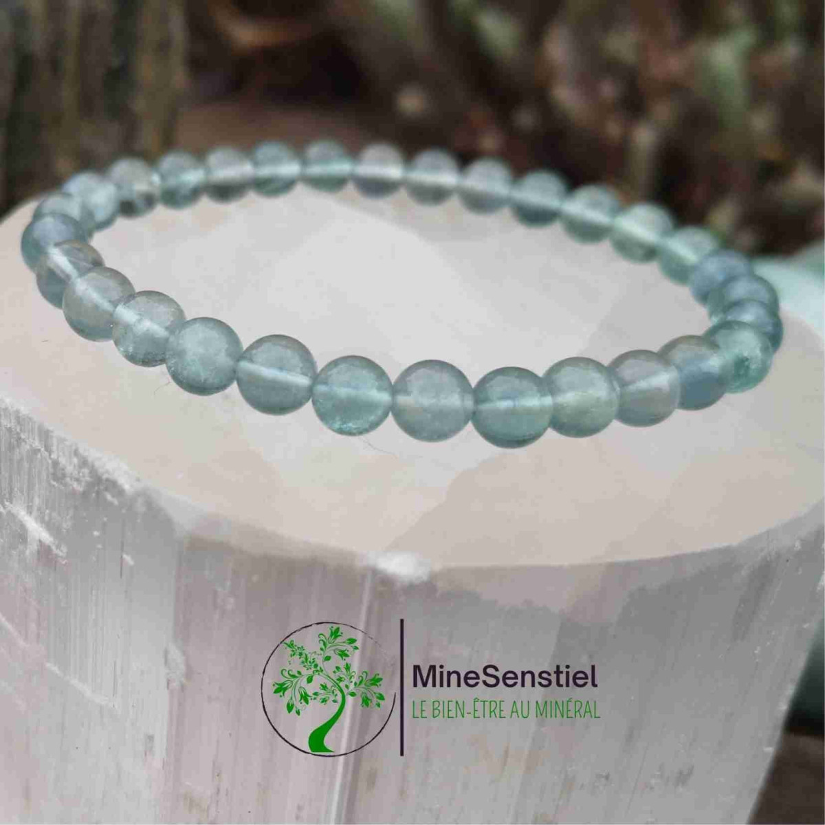 Bracelet fluorite bleue 6mm