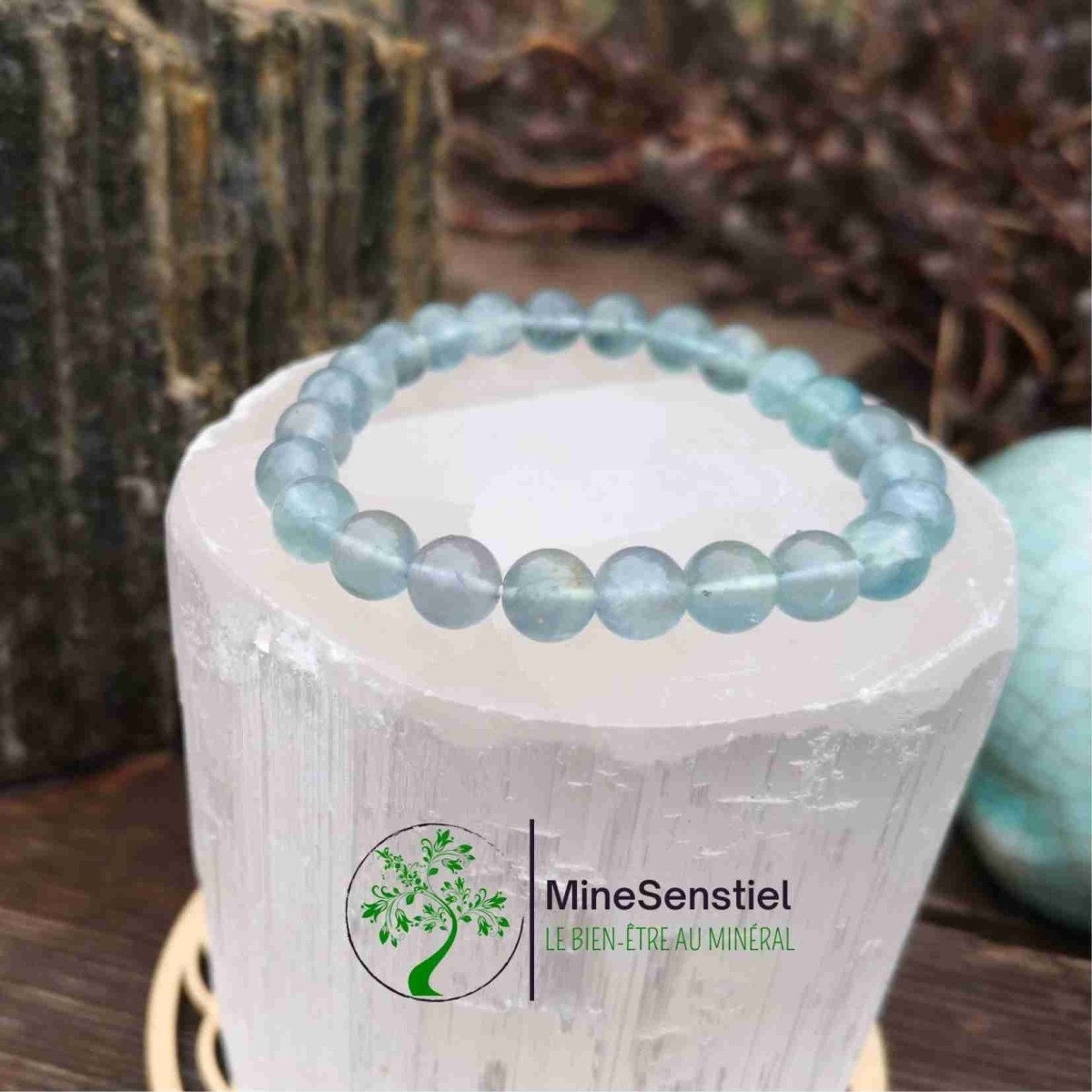 Bracelet fluorite bleue 8mm