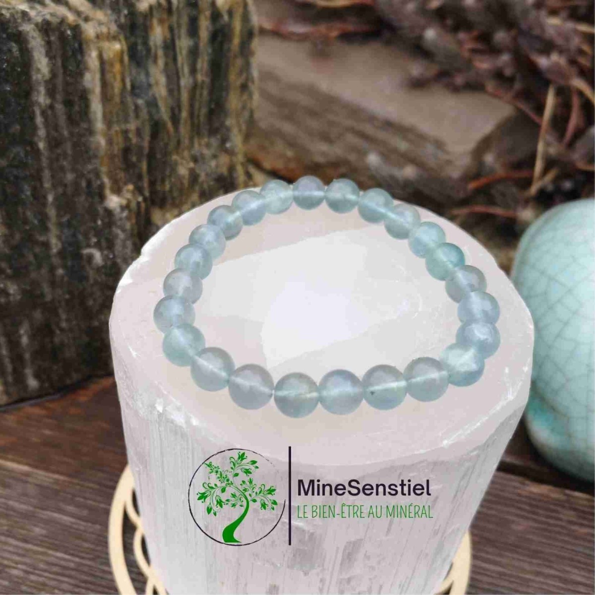 Bracelet pierre fluorite bleue
