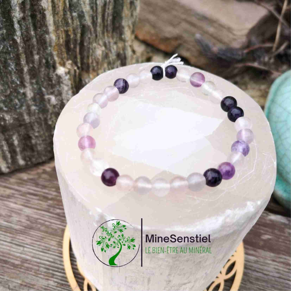 Bracelet pierre fluorite violette