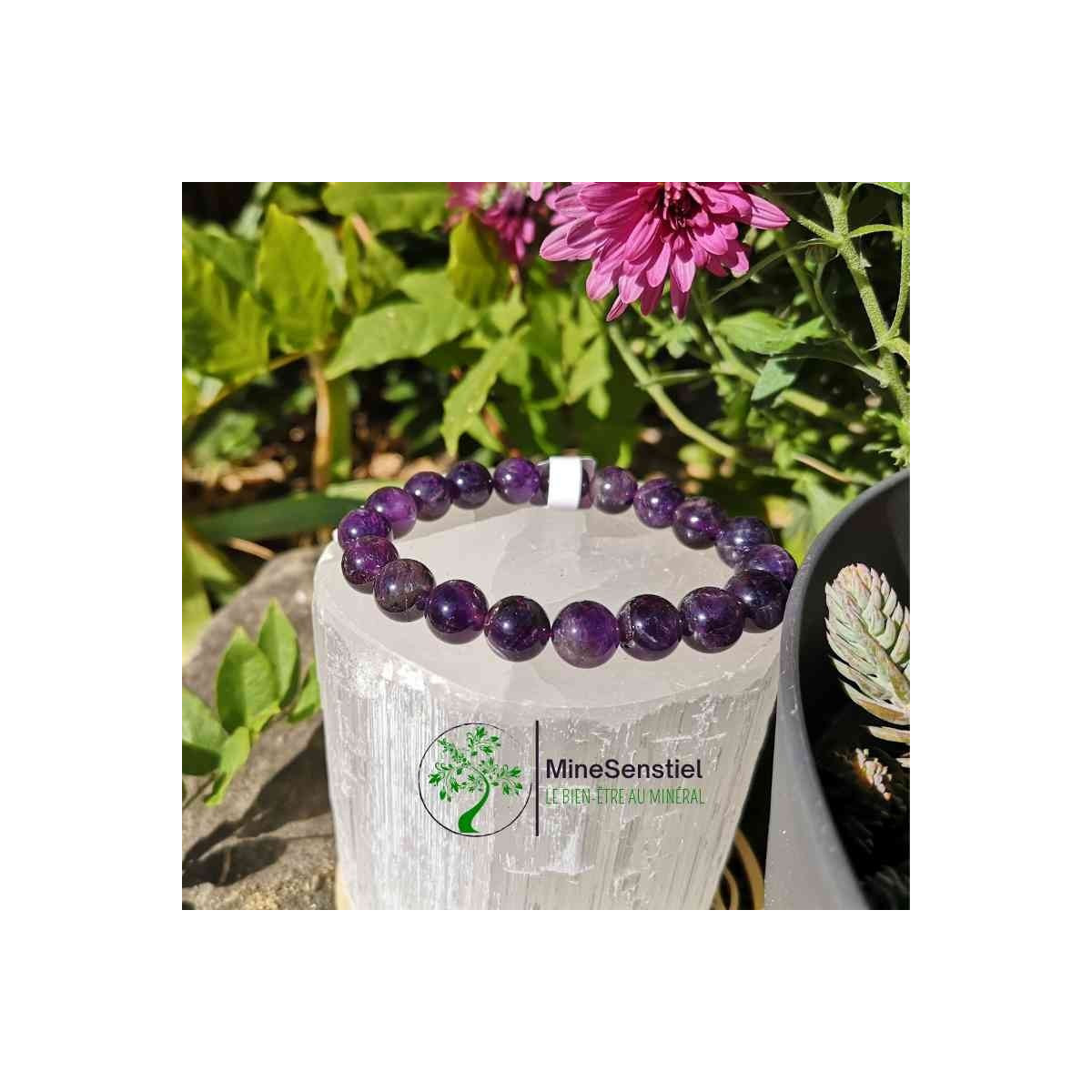 bracelet améthyste 10mm
