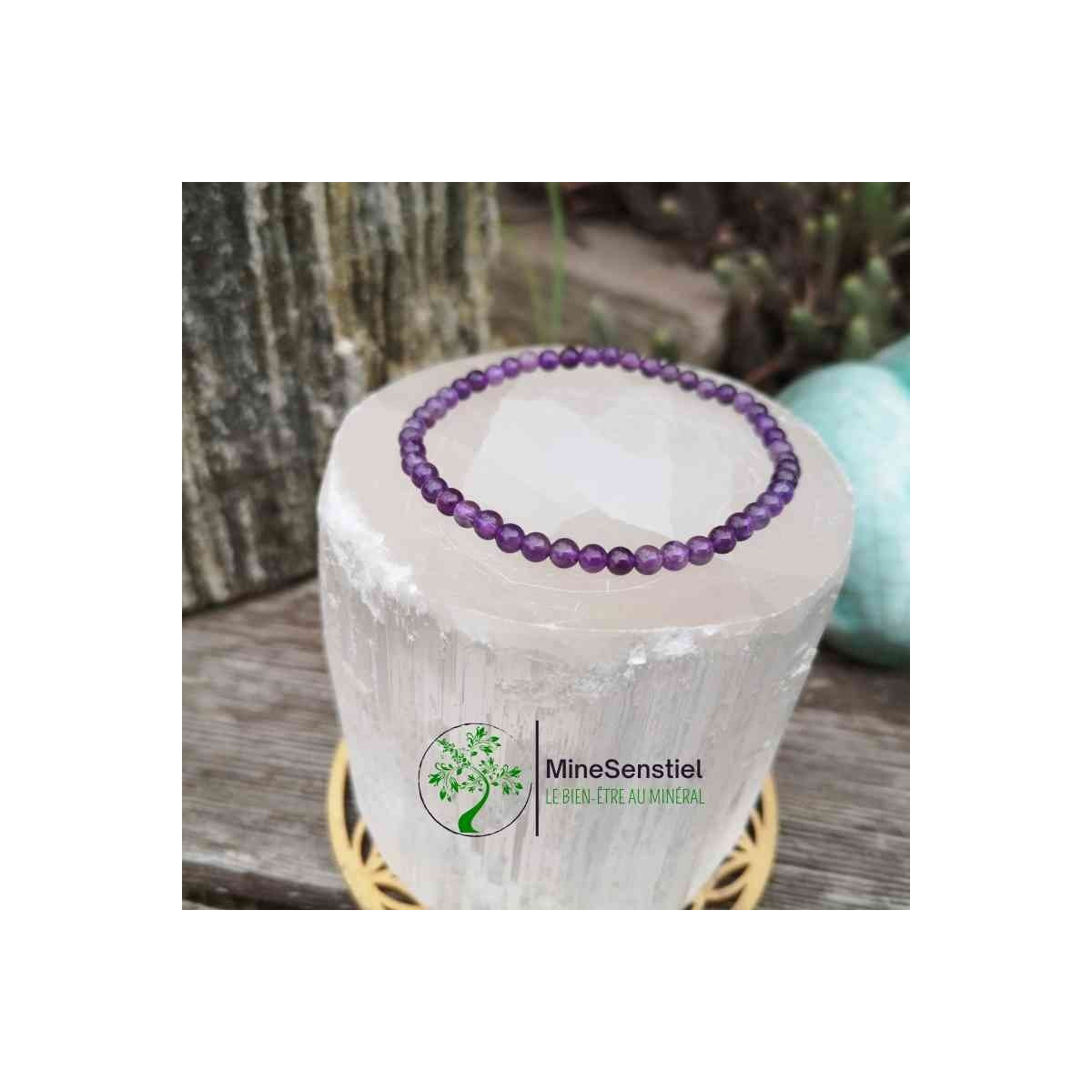 Bracelet améthyste boule 4mm