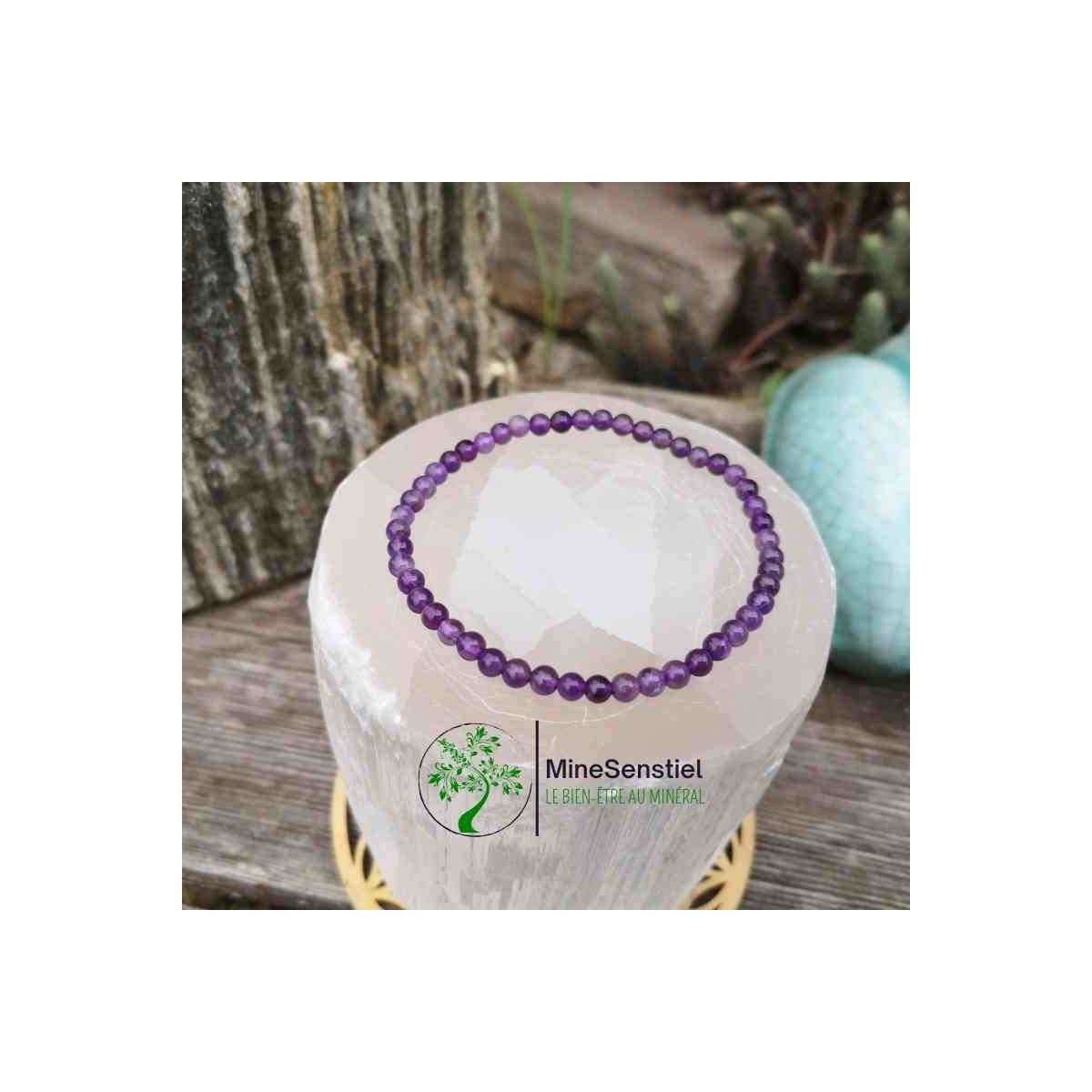 Bracelet améthyste boule 4mm
