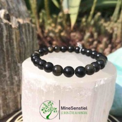 Bracelet obsidienne dorée homme