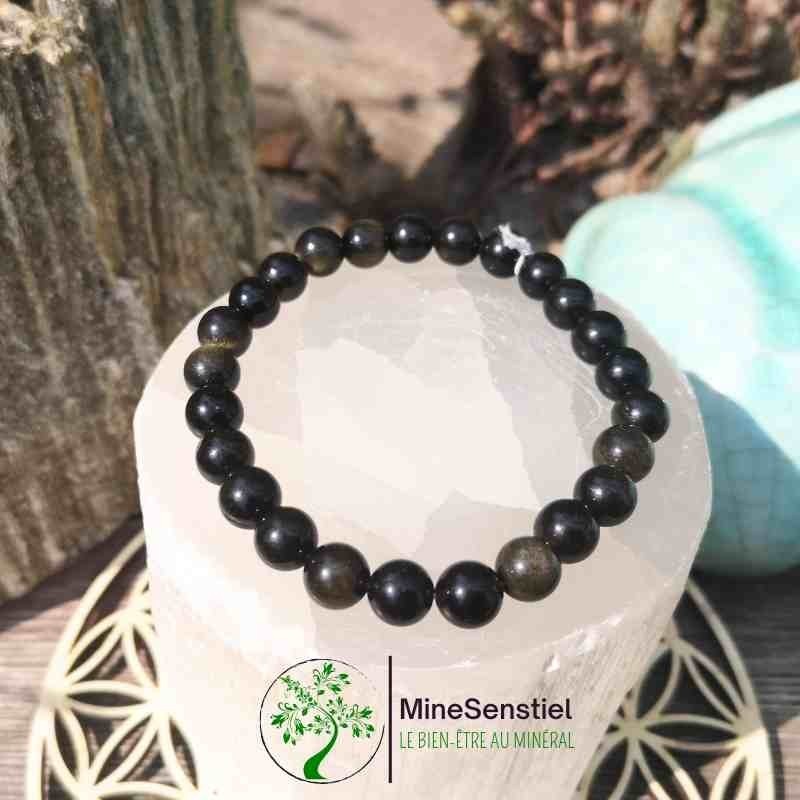 Bracelet obsdienne dorée homme | Minesenstiel
